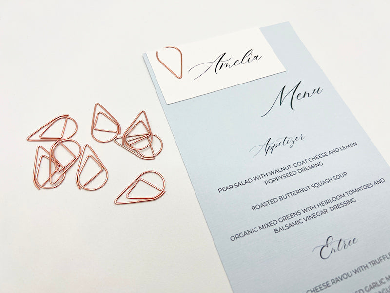 Rose Gold Teardrop Paper Clips - 100 Pieces